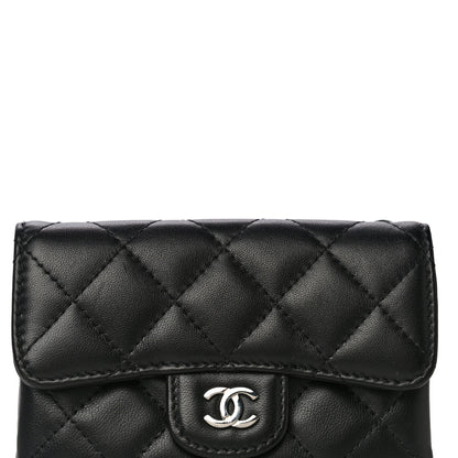 Chanel Lambskin Quilted Zip Card Holder Black 10 of 14