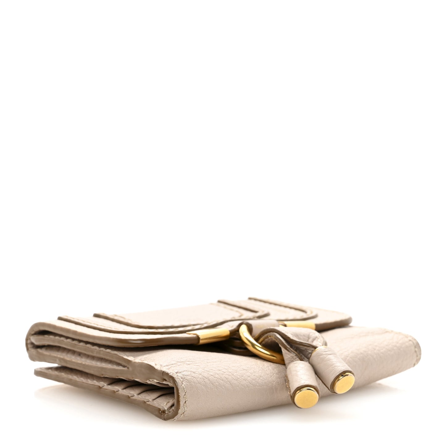 Grained Calfskin Marcie Square Wallet Abstract White