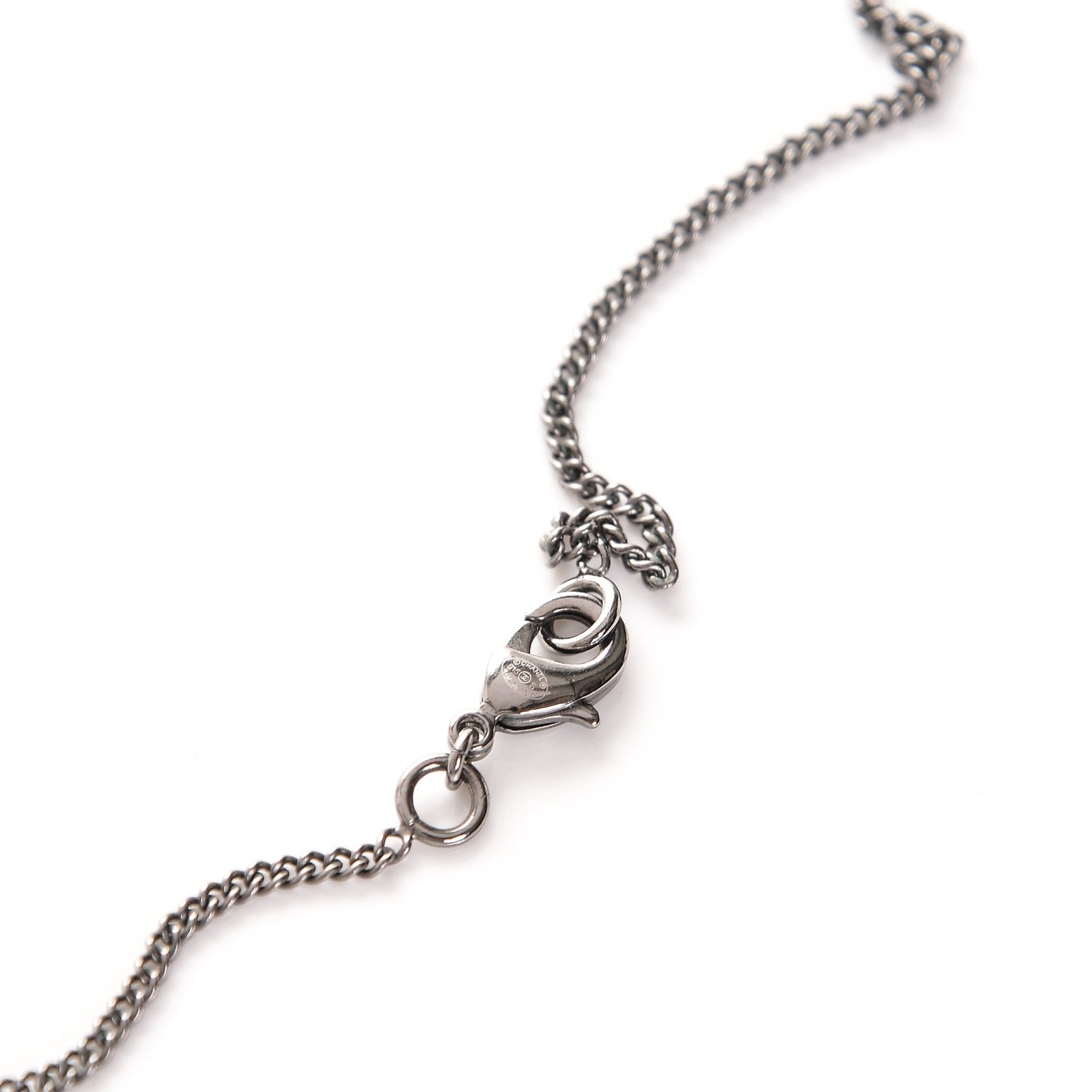 Chanel Baguette Crystal CC Necklace Silver 4 of 4