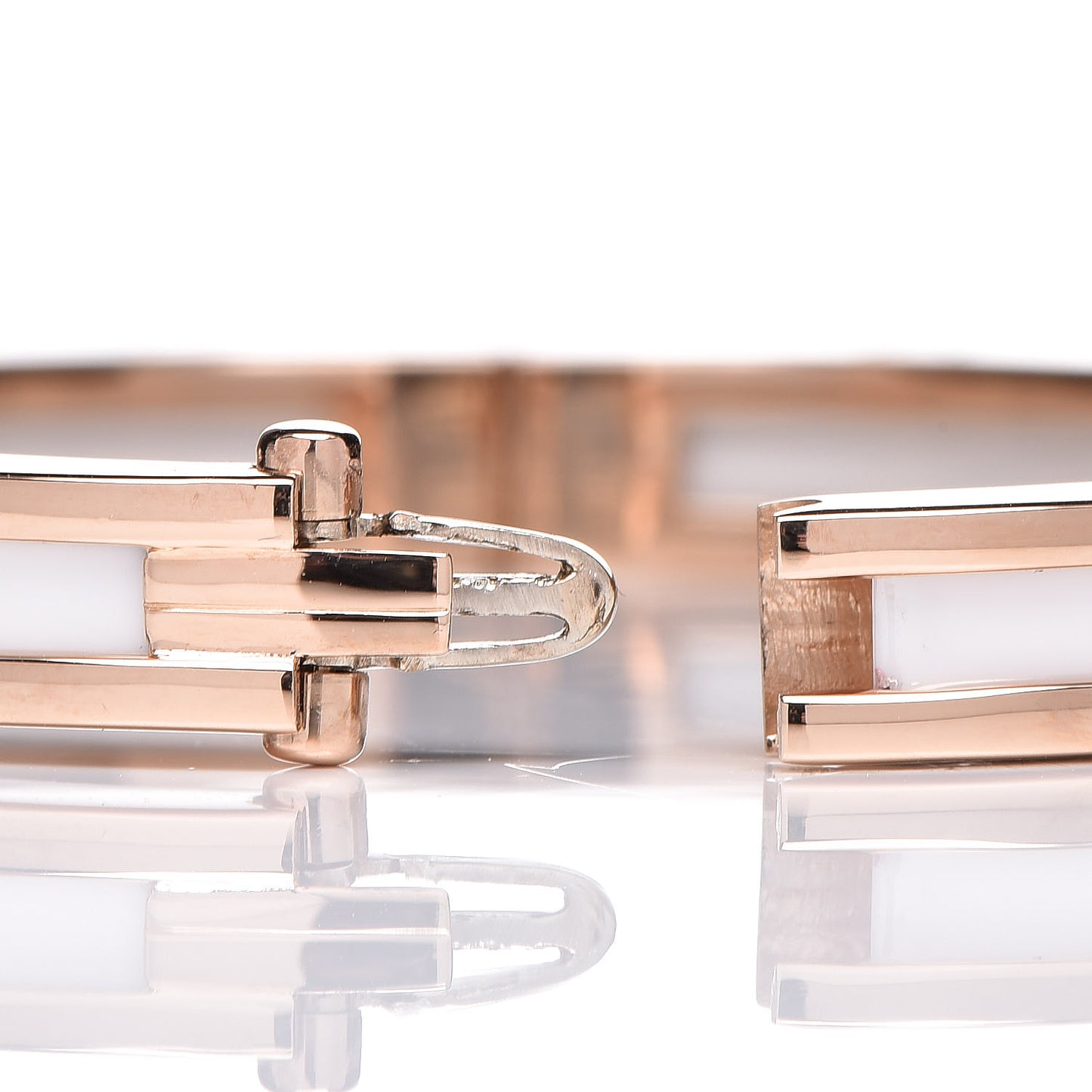 18K Rose Gold White Ceramic B.Zero1 Bangle Bracelet M
