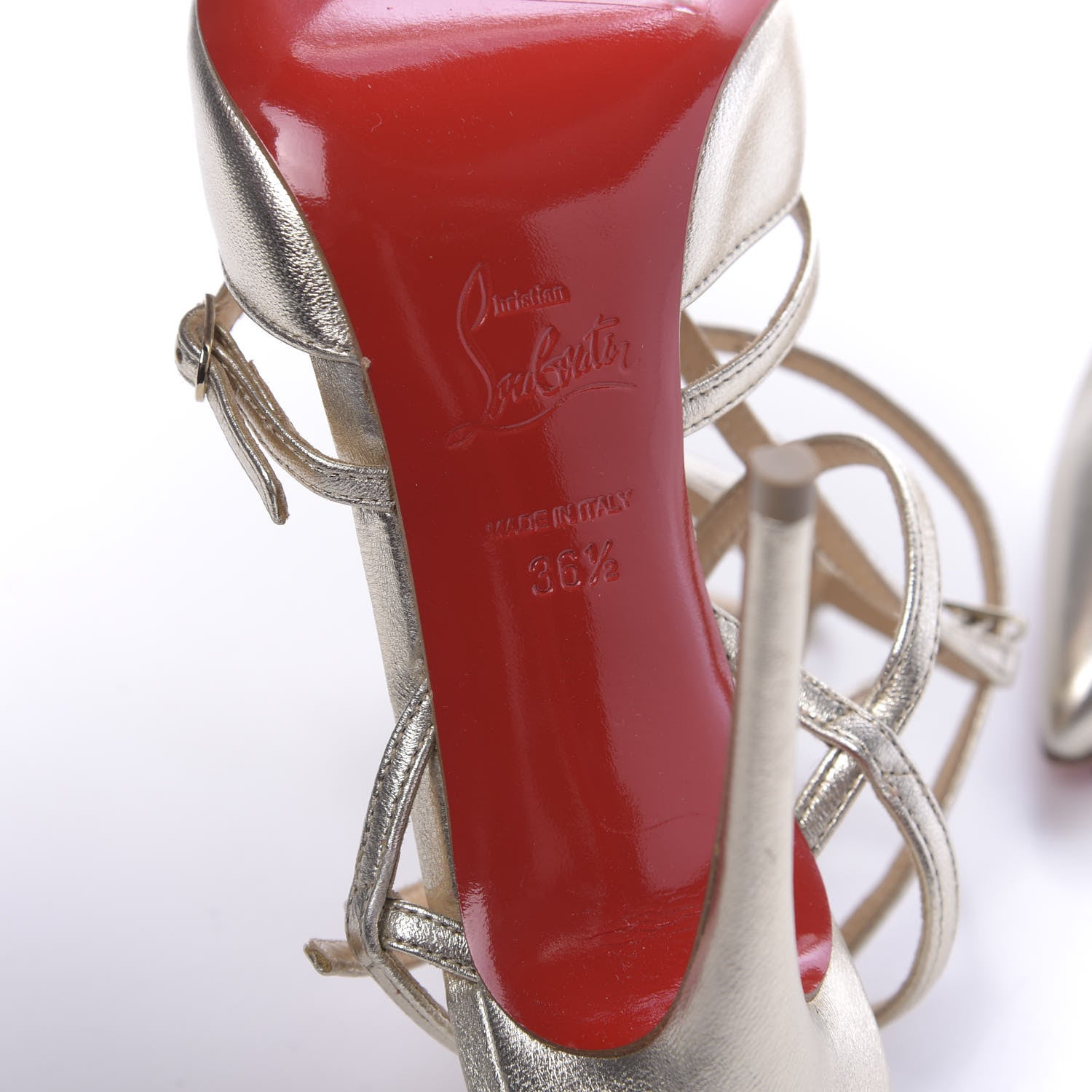 Christian Louboutin Metallic Nappa Kadreyana 100 Pumps 36.5 Sahara 7 of 8