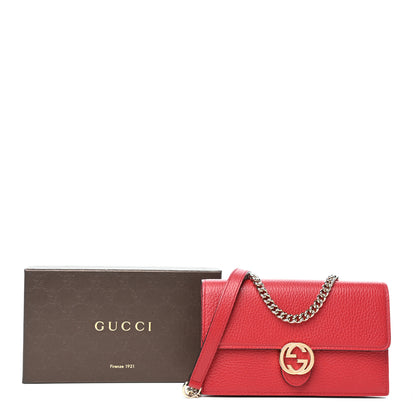 Gucci Dollar Calfskin Interlocking G Chain Wallet Red 10 of 10