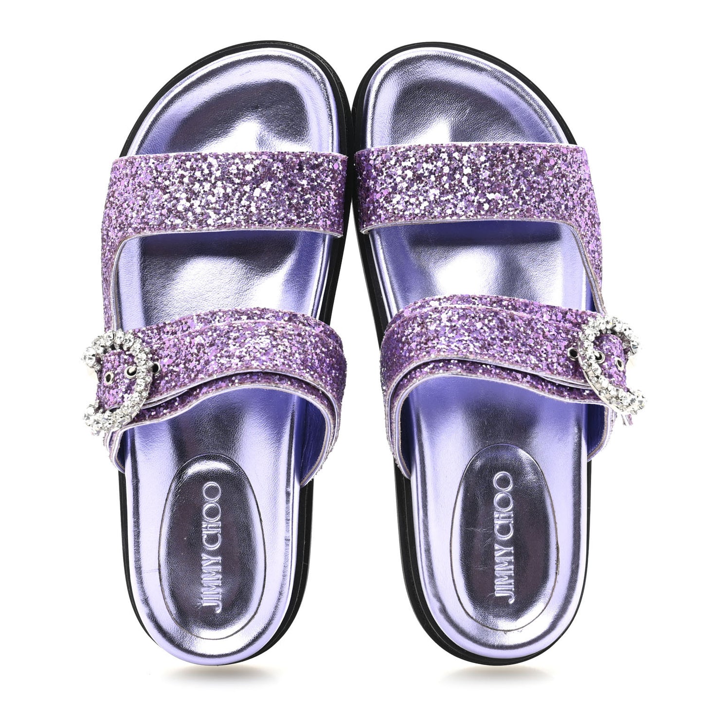 Glitter Crystal Embellished Marga Slide Sandals 39 Purple