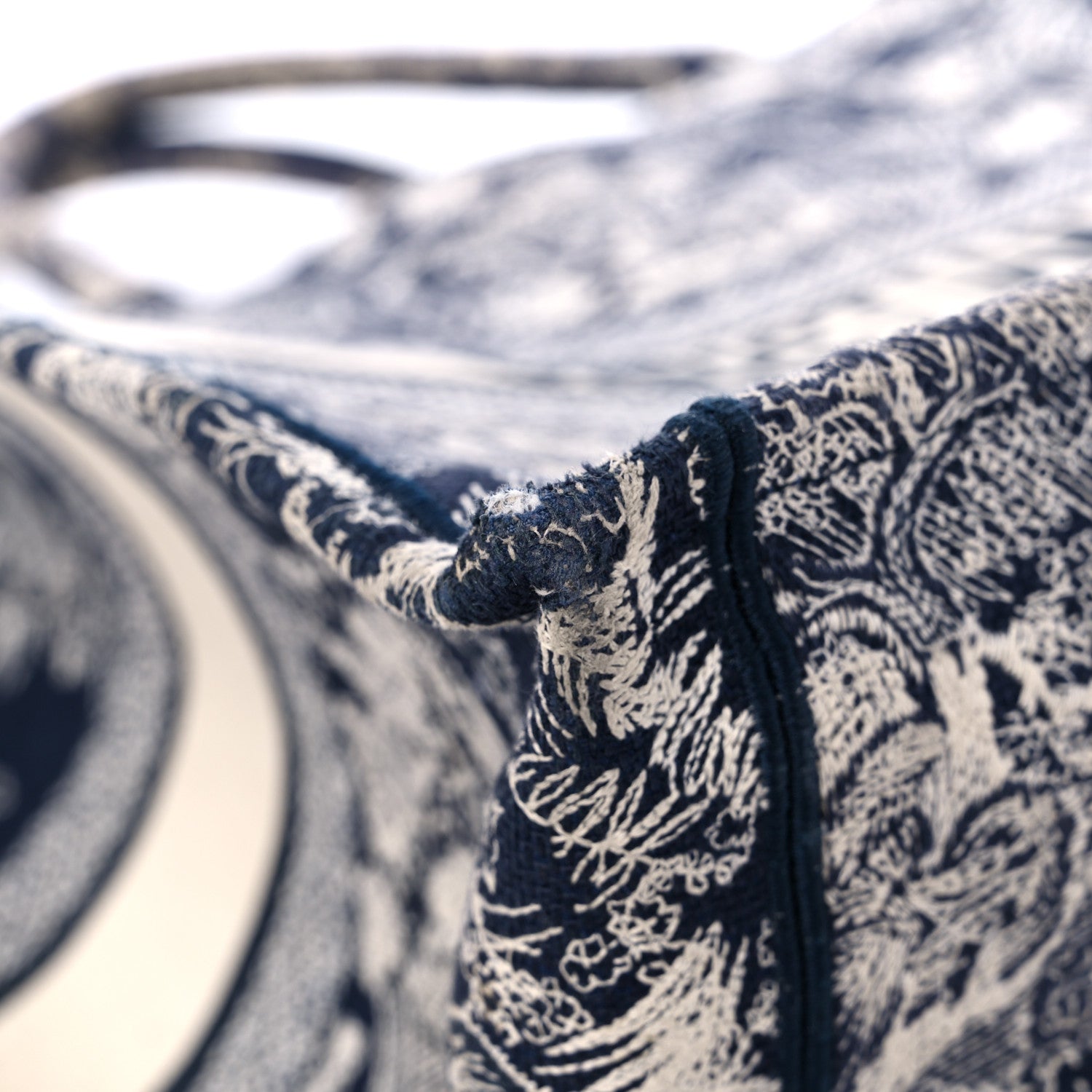Christian Dior Canvas Embroidered Large Dioriviera Toile De Jouy Reverse Book Tote Blue 8 of 14