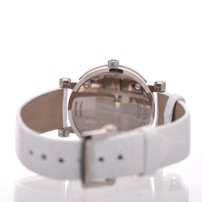 Tiffany 18K White Gold Alligator Diamond 30mm Atlas Quartz Watch 4 of 7