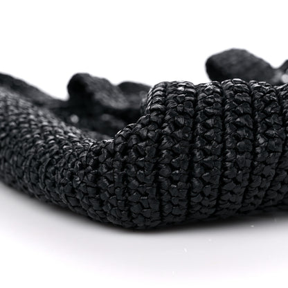 Prada Yarn Raffia Effect Crochet Logo Embroidered Small Tote Bag Black 7 of 8