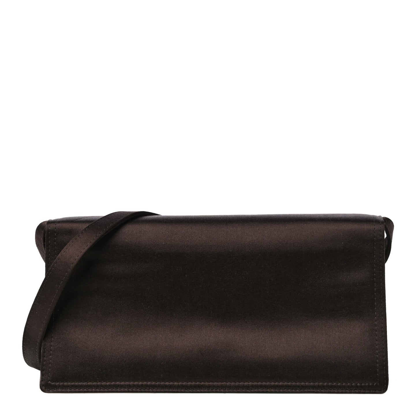 Satin Flap Clutch Bag Brown