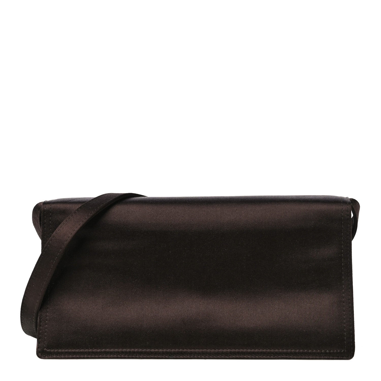 Prada Satin Flap Clutch Bag Brown 1 of 12
