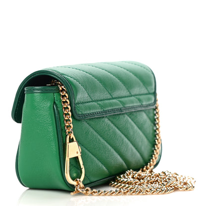 Gucci Azalea Calfskin Enamel Matelasse Diagonal Super Mini Torchon GG Marmont Shoulder Bag New Shamarock Emerald 2 of 11