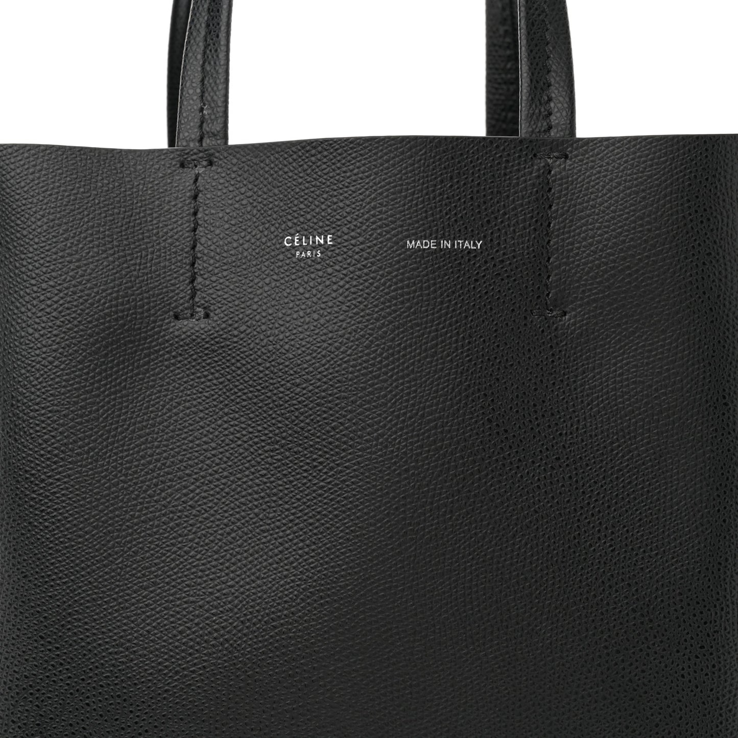 Grained Calfskin Small Vertical Cabas Black
