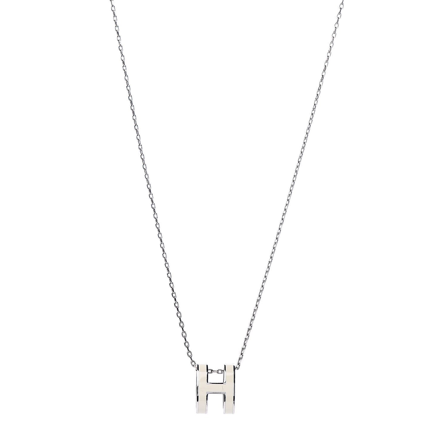 Lacquered Palladium Pop H Pendant Necklace White