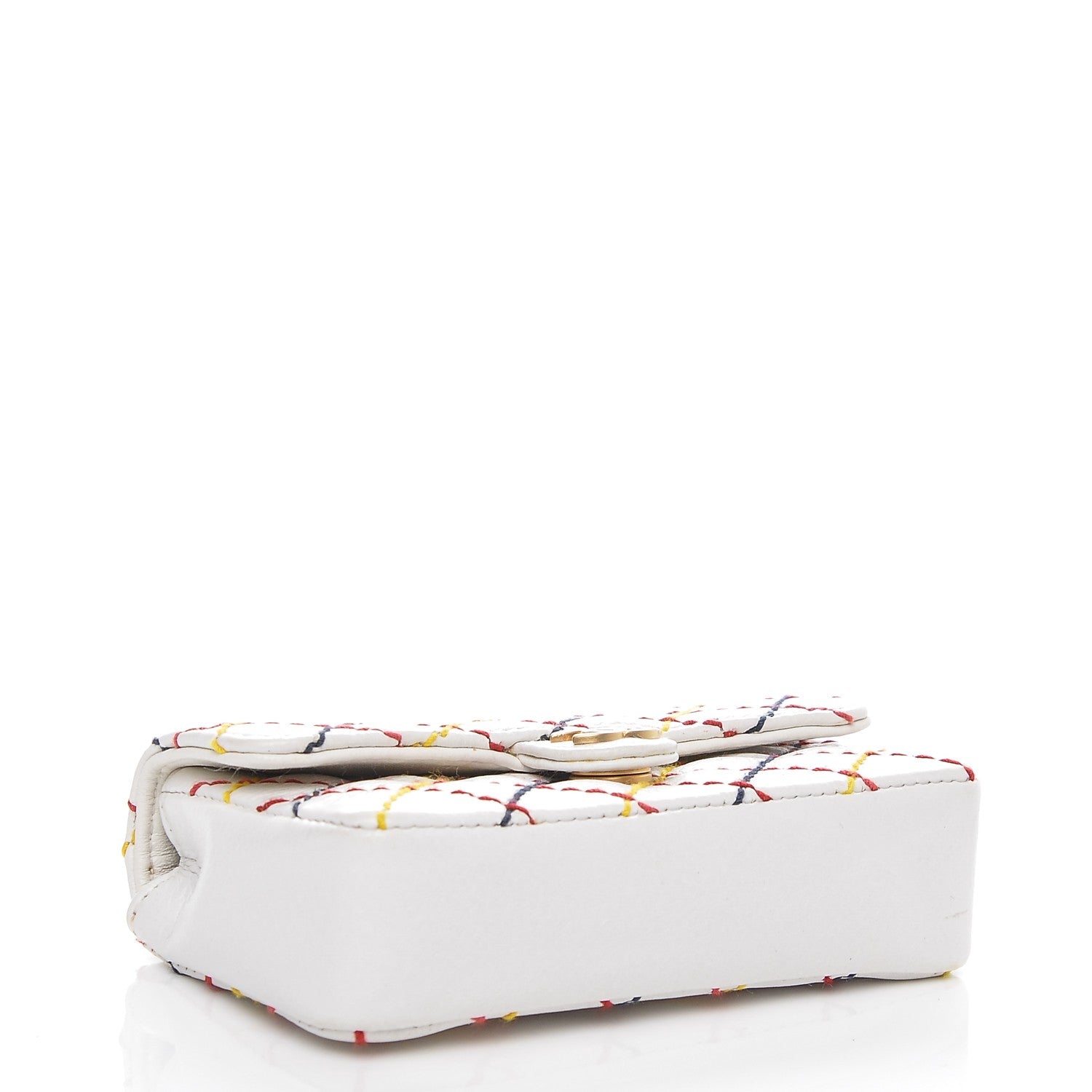 Chanel Calfskin Quilted Multicolor Stitch Key Holder Flap White 4 of 7