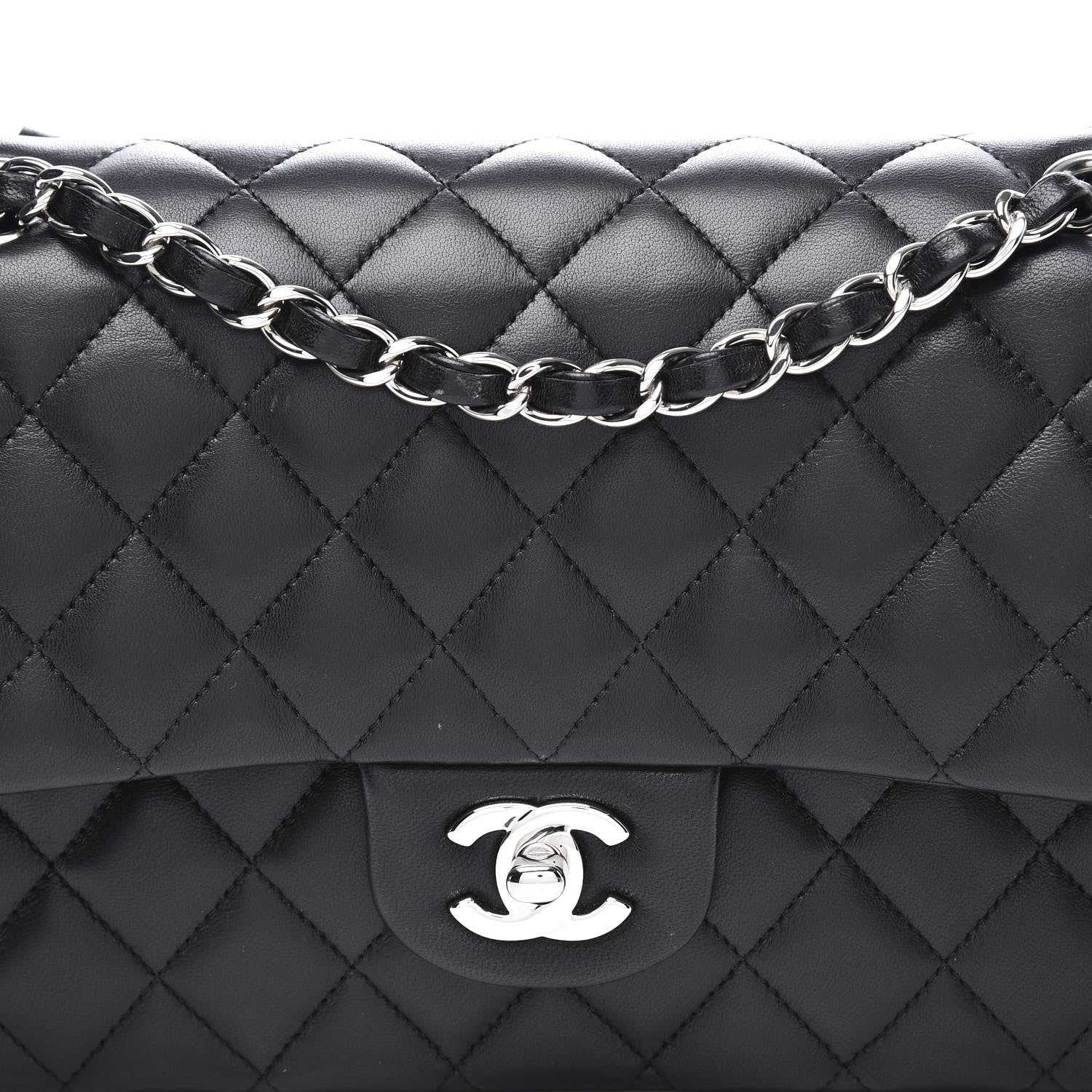 Chanel Lambskin Quilted Medium Double Flap Black 10 of 10