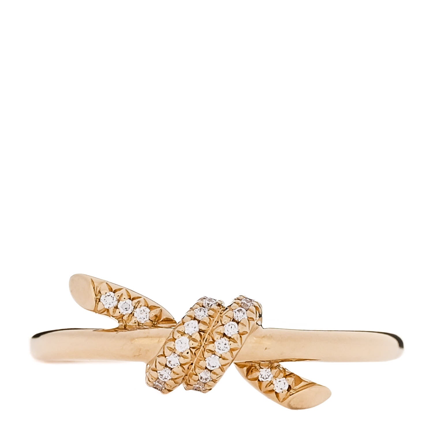 Tiffany 18K Yellow Gold Diamond Small Knot Ring 52 6 1 of 5