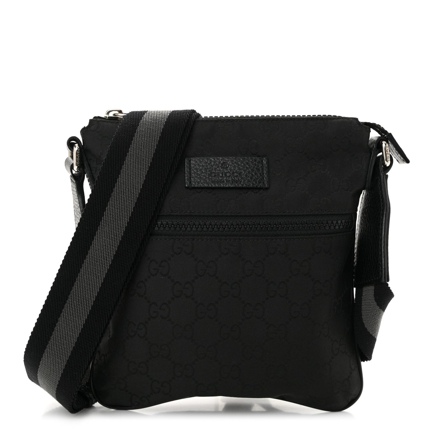 Nylon Monogram Mini Flat Messenger Bag Black
