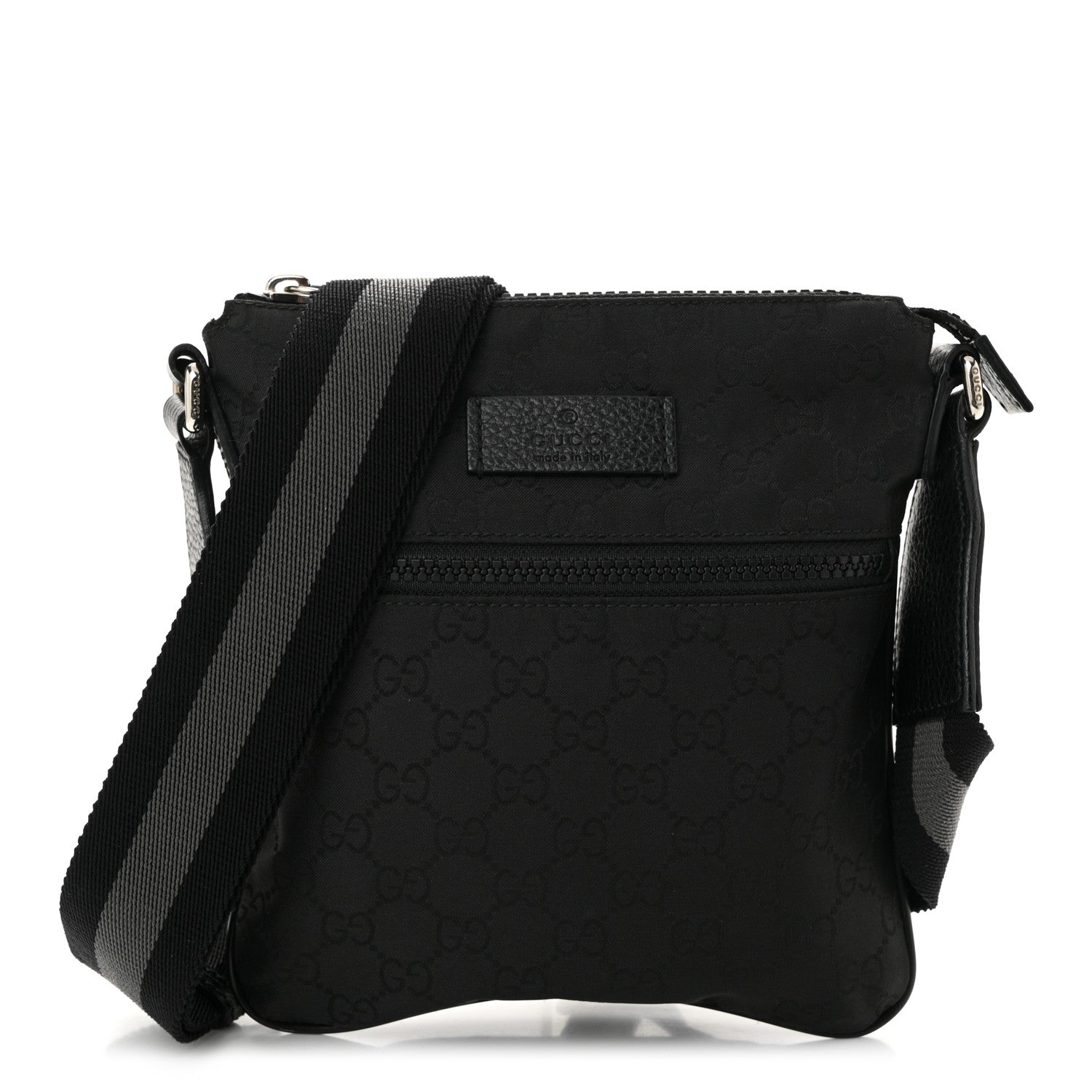 Gucci Nylon Monogram Mini Flat Messenger Bag Black 1 of 10