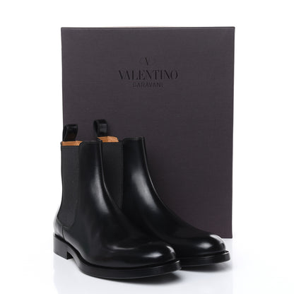 Valentino Garavani Glossy Calfskin Mens Beatle Chelsea Ankle Boots 40 Black 7 of 8