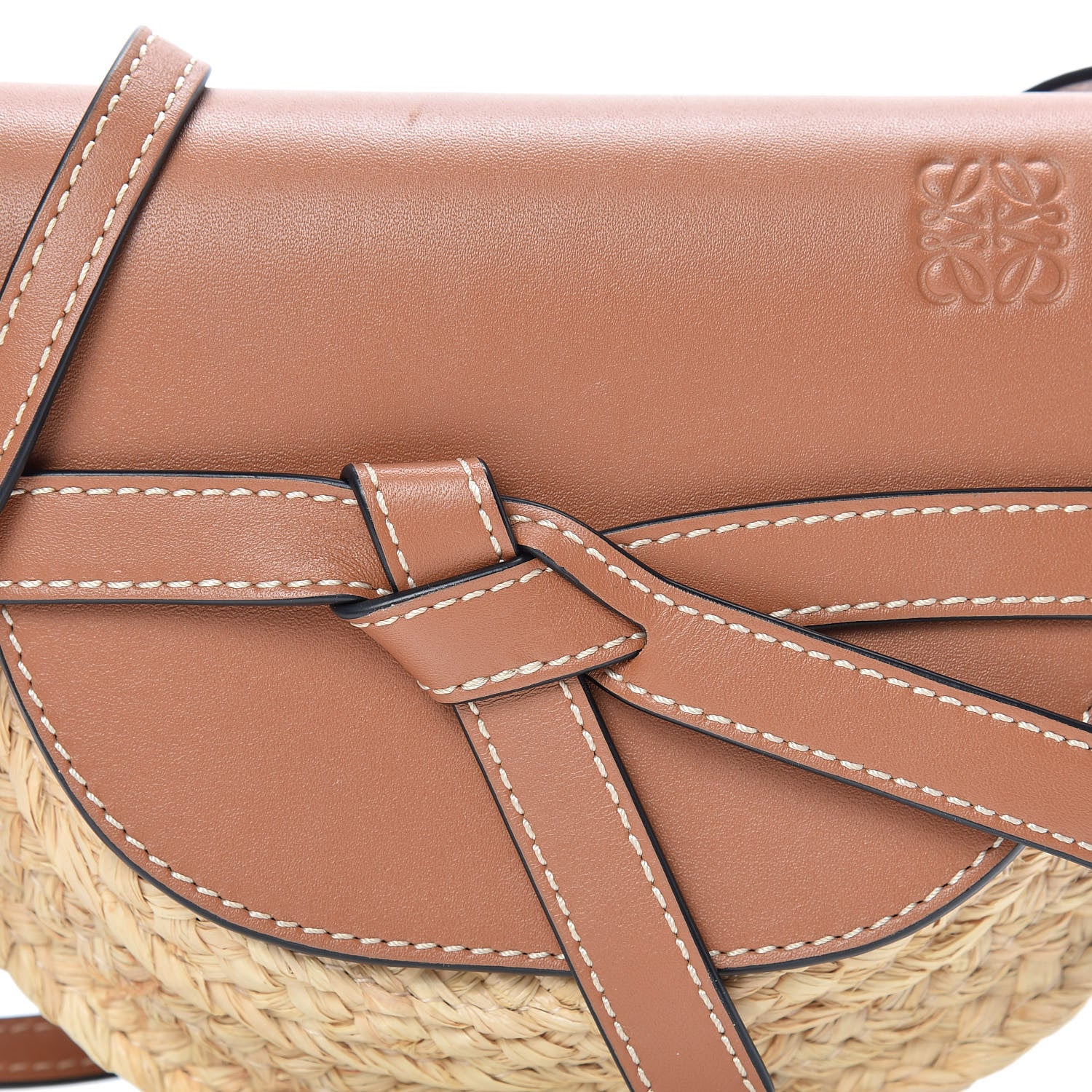 Loewe Calfskin Raffia Mini Gate Crossbody Bag Natural Tan 6 of 8