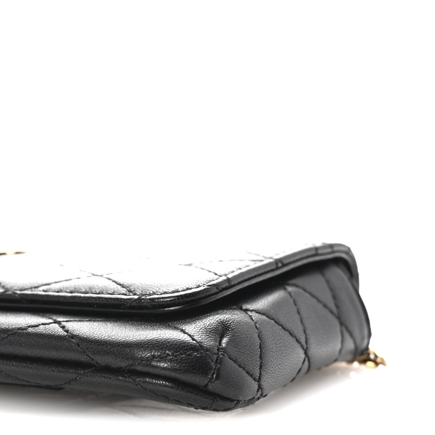 Lambskin Quilted Gaby Phone Holder Crossbody Black