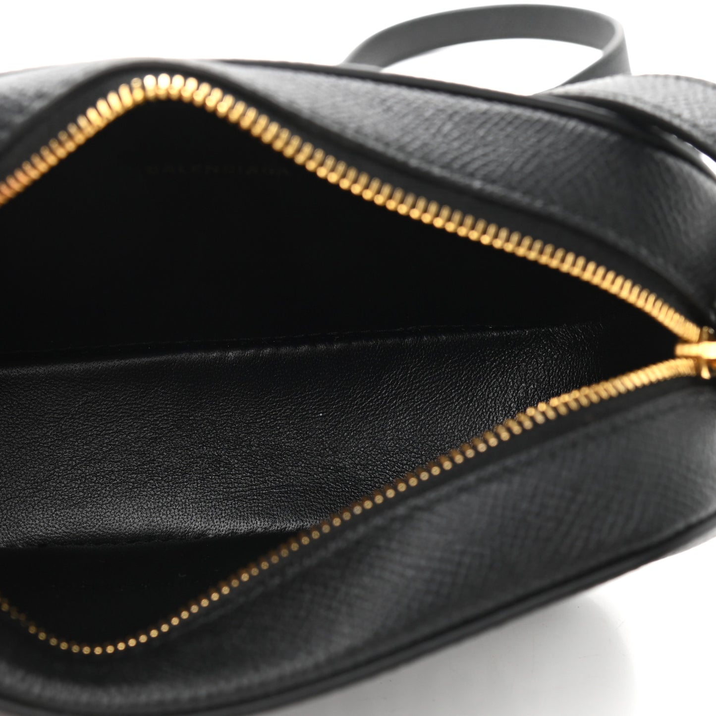 Signature Grained Calfskin Logo XS Ville Camera Bag Black White