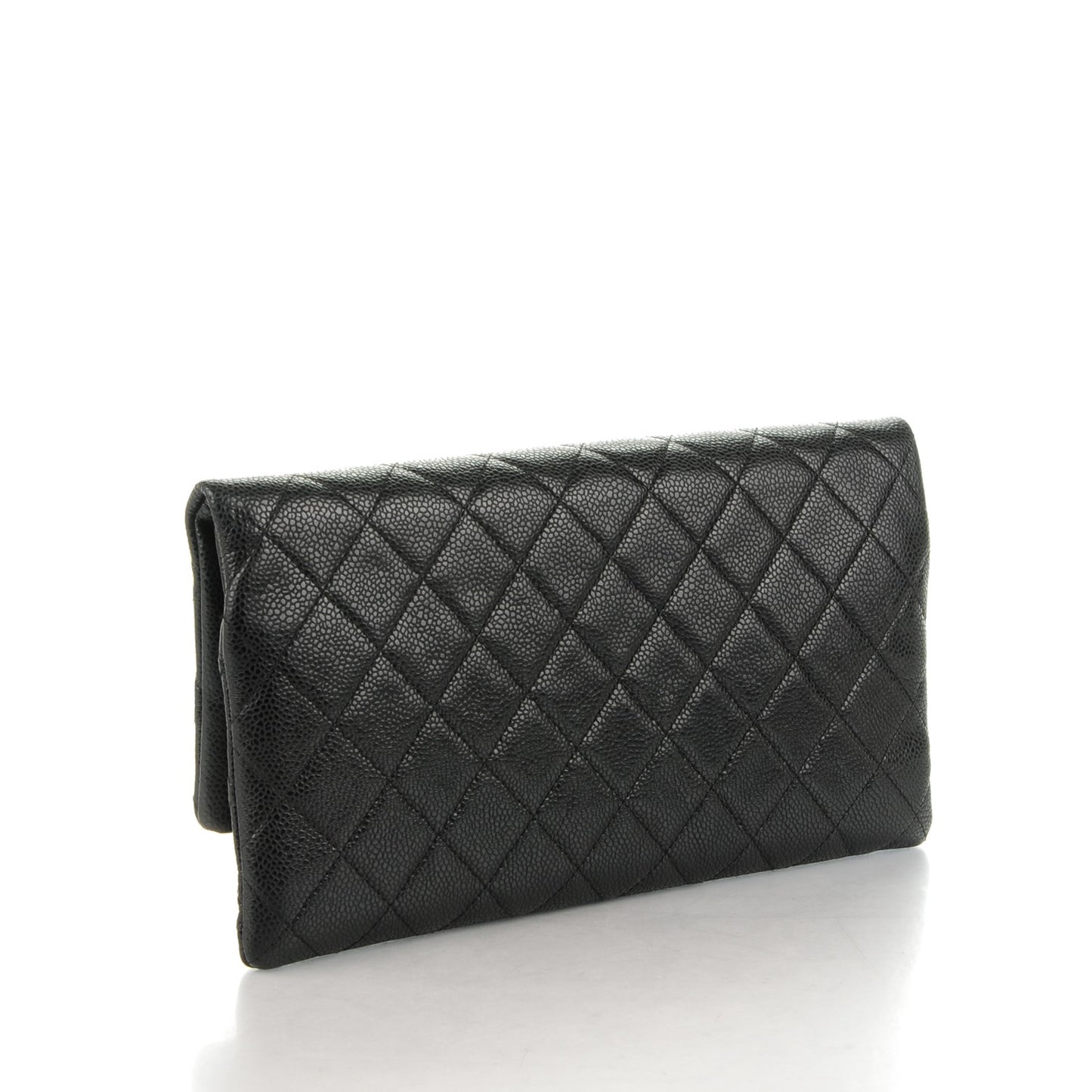 Caviar Quilted CC Beauty Clutch Black