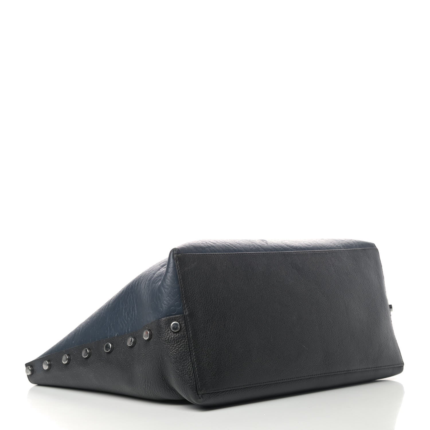 Jimmy Choo Calfskin Logo Embossed Twist East West Tote Navy Black 3 of 7