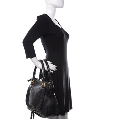 Chloe Calfskin Studded Medium Marcie Satchel Black 2 of 15