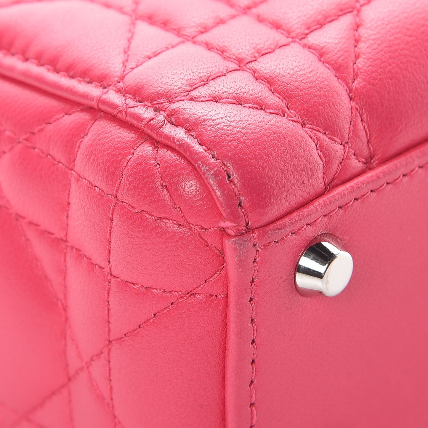 Lambskin Cannage Mini Lady Dior Fuchsia