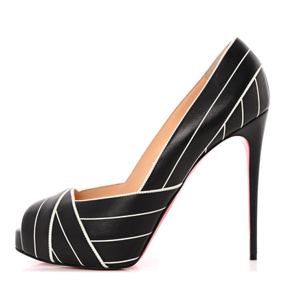 Christian Louboutin Calfskin Undessin Alta 120 Pumps 39 Black White 1 of 13