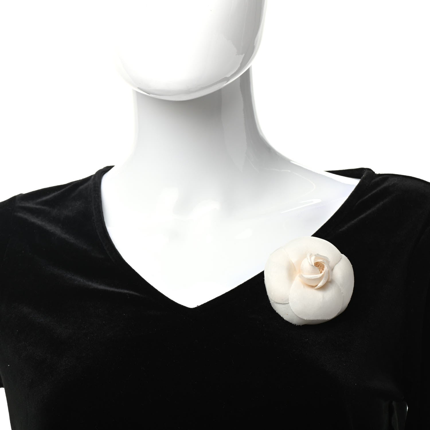 Chanel Silk Taffeta Camellia Brooch Pin White 2 of 5