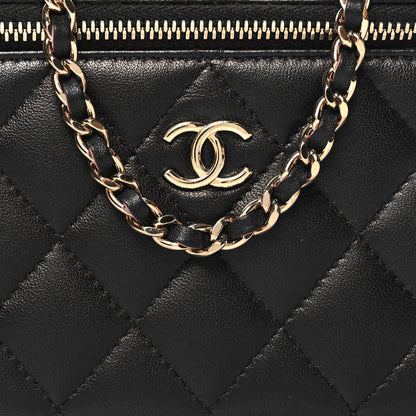 Chanel Lambskin Quilted Small Top Handle Vanity Case With Chain Black Lilac 9 of 11