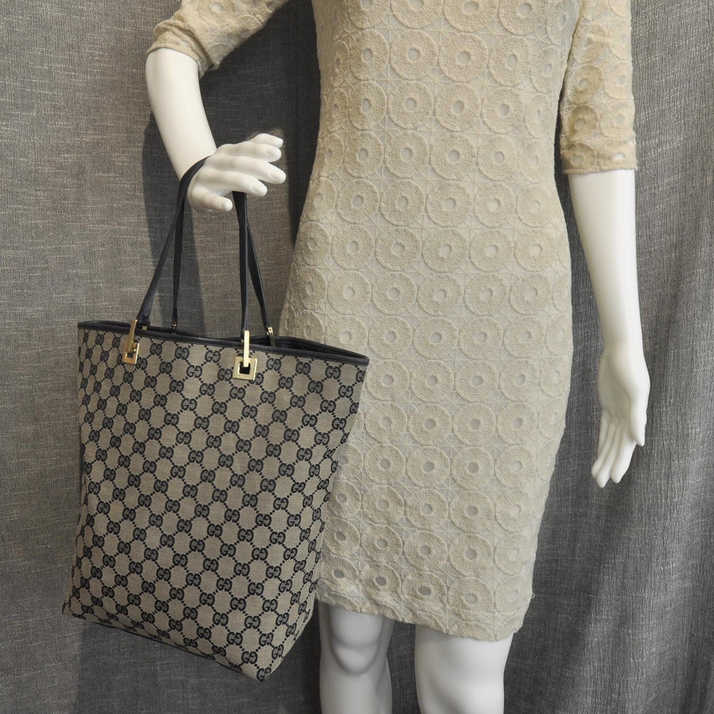 Monogram Large Bucket Tote Navy