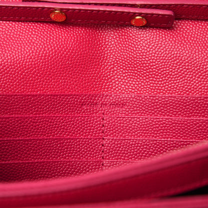 Saint Laurent Grain De Poudre Matelasse Chevron Monogram Chain Wallet Bubblegum 6 of 13