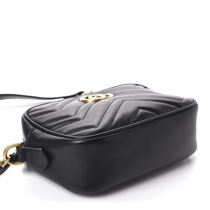 Gucci Calfskin Matelasse Mini GG Marmont Chain Shoulder Bag Black 4 of 10