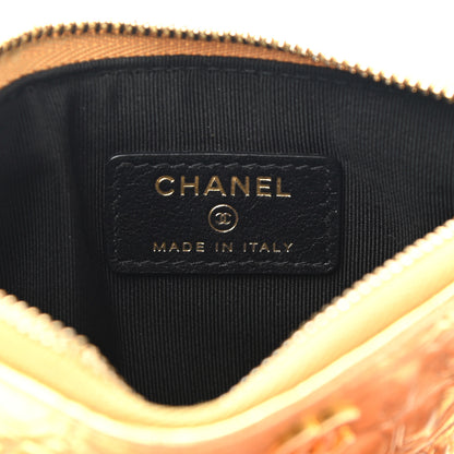 Chanel Metallic Calfskin Crocodile Embossed Cocodile Small Cosmetic Case Gold 6 of 7