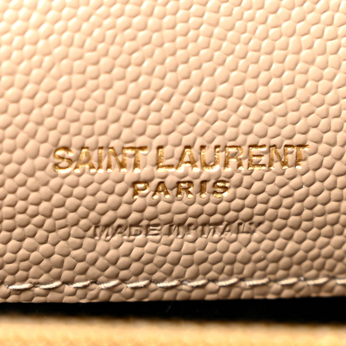 Saint Laurent Grain De Poudre Matelasse Chevron Monogram Envelope Chain Wallet Dark Beige 6 of 12