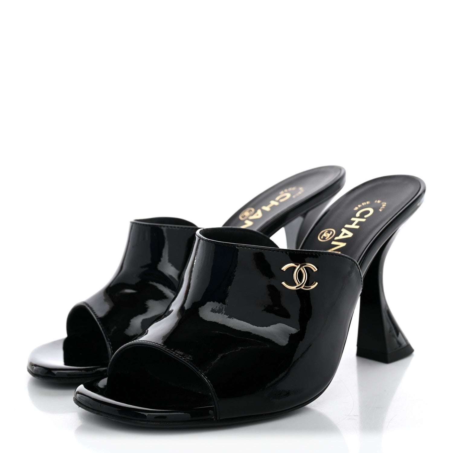 Chanel Patent Calfskin CC Mules 36.5 Black 3 of 13