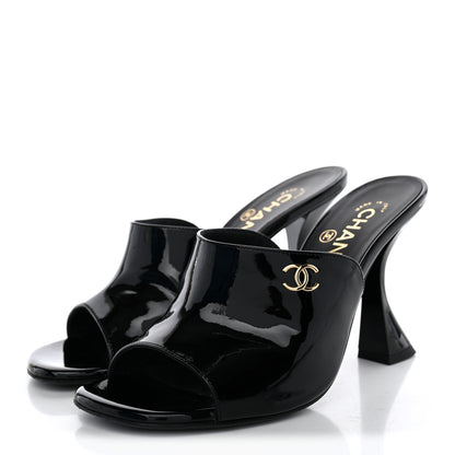 Chanel Patent Calfskin CC Mules 36.5 Black 3 of 13