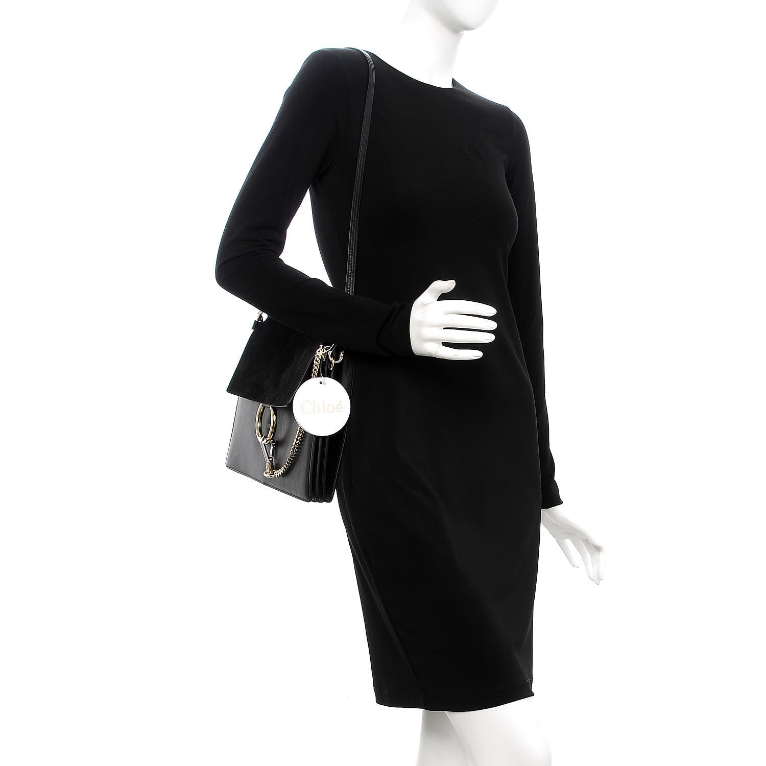 Chloe Suede Calfskin Medium Faye Shoulder Bag Black 2 of 9