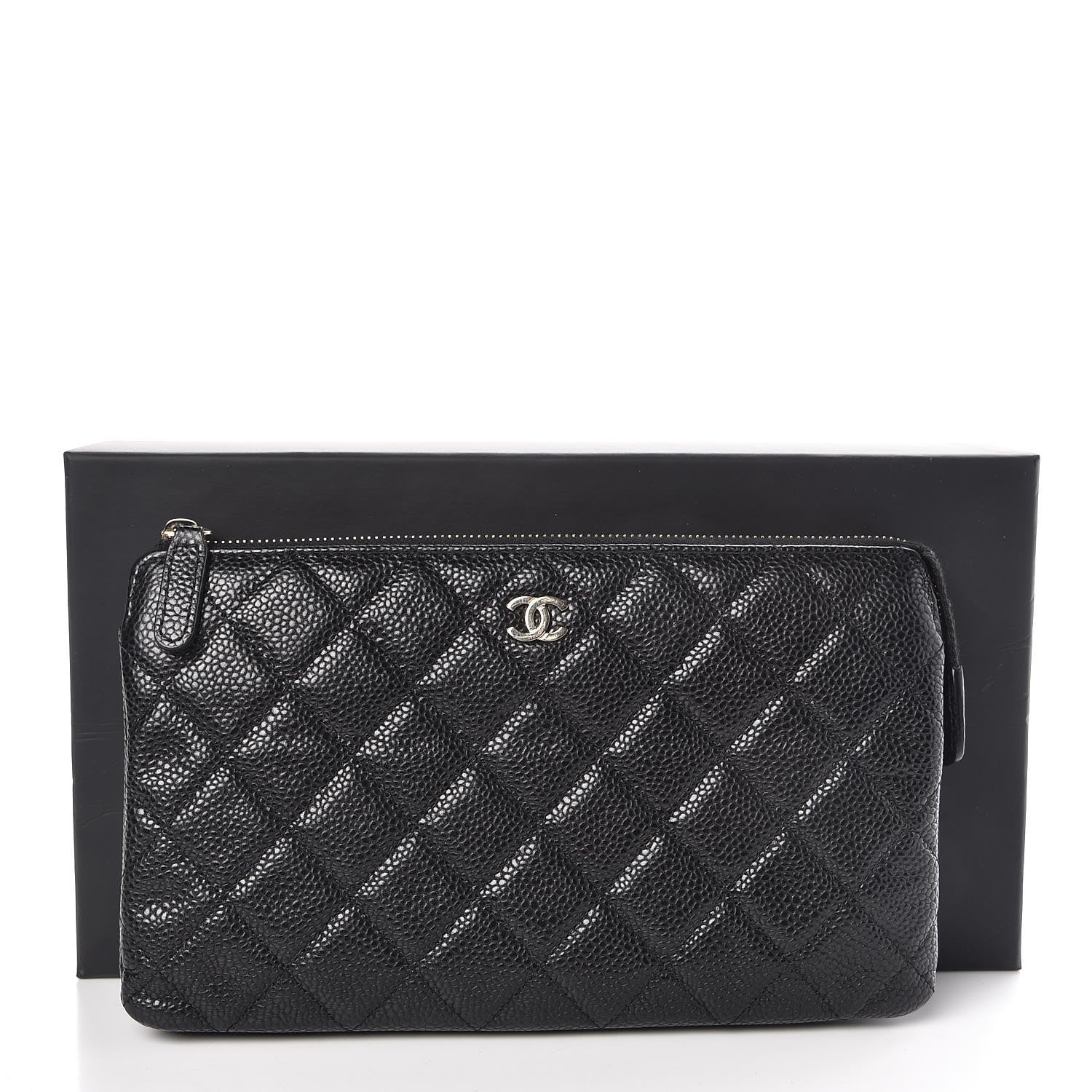 Chanel Iridescent Caviar Quilted Large Zipped Clutch Black 9 of 9