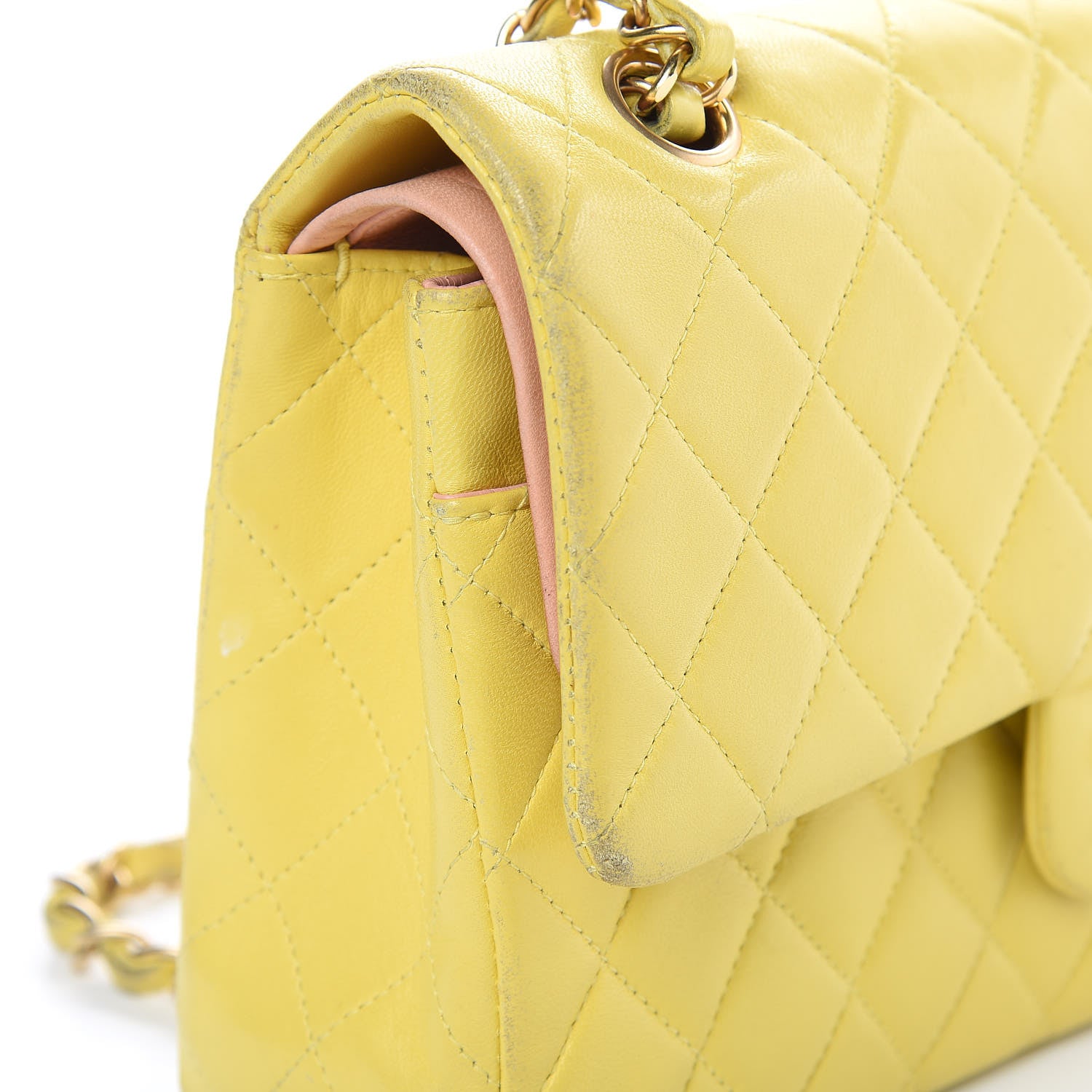 Chanel Lambskin Quilted Medium Double Flap Yellow 13 of 24
