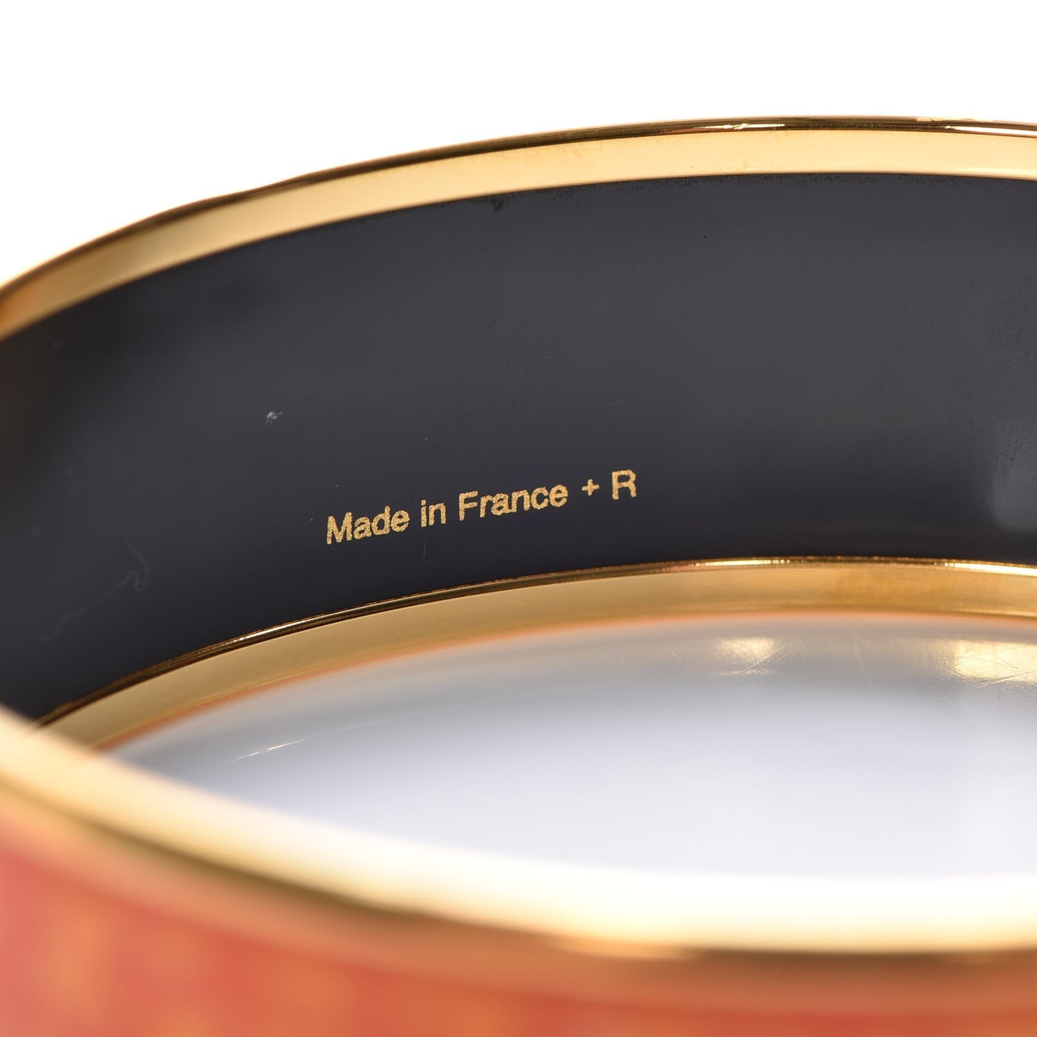 Hermes Enamel Printed Wide Balcon du Guadalquivir Bracelet 65 Promenade Orange 4 of 5