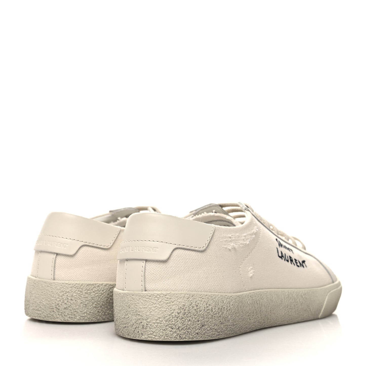 Distressed Canvas Court Classic Sneakers 39 Panna