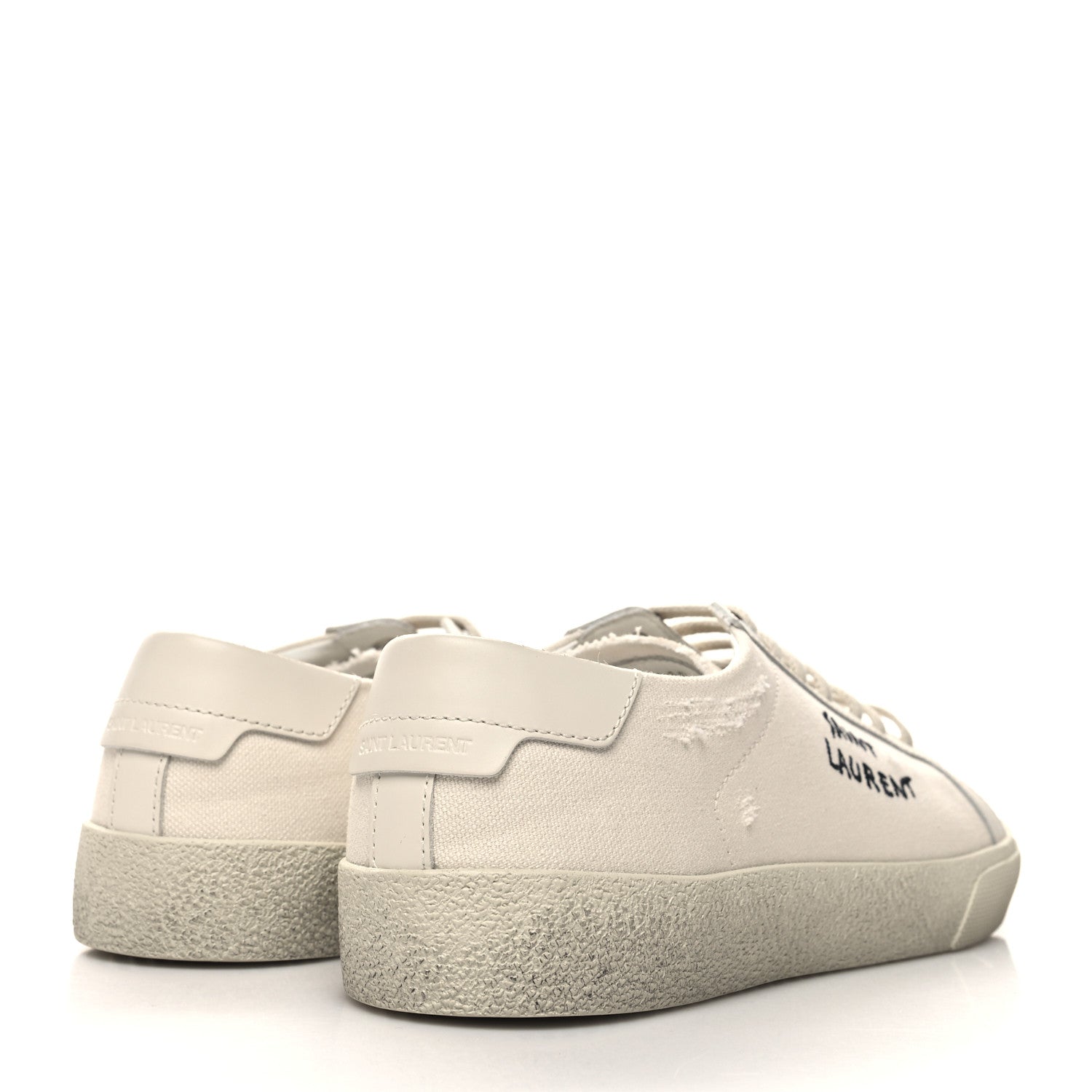 Saint Laurent Distressed Canvas Court Classic Sneakers 39 Panna 4 of 8