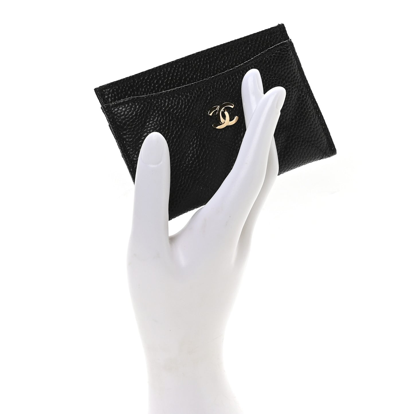 Caviar Quilted Card Holder Black