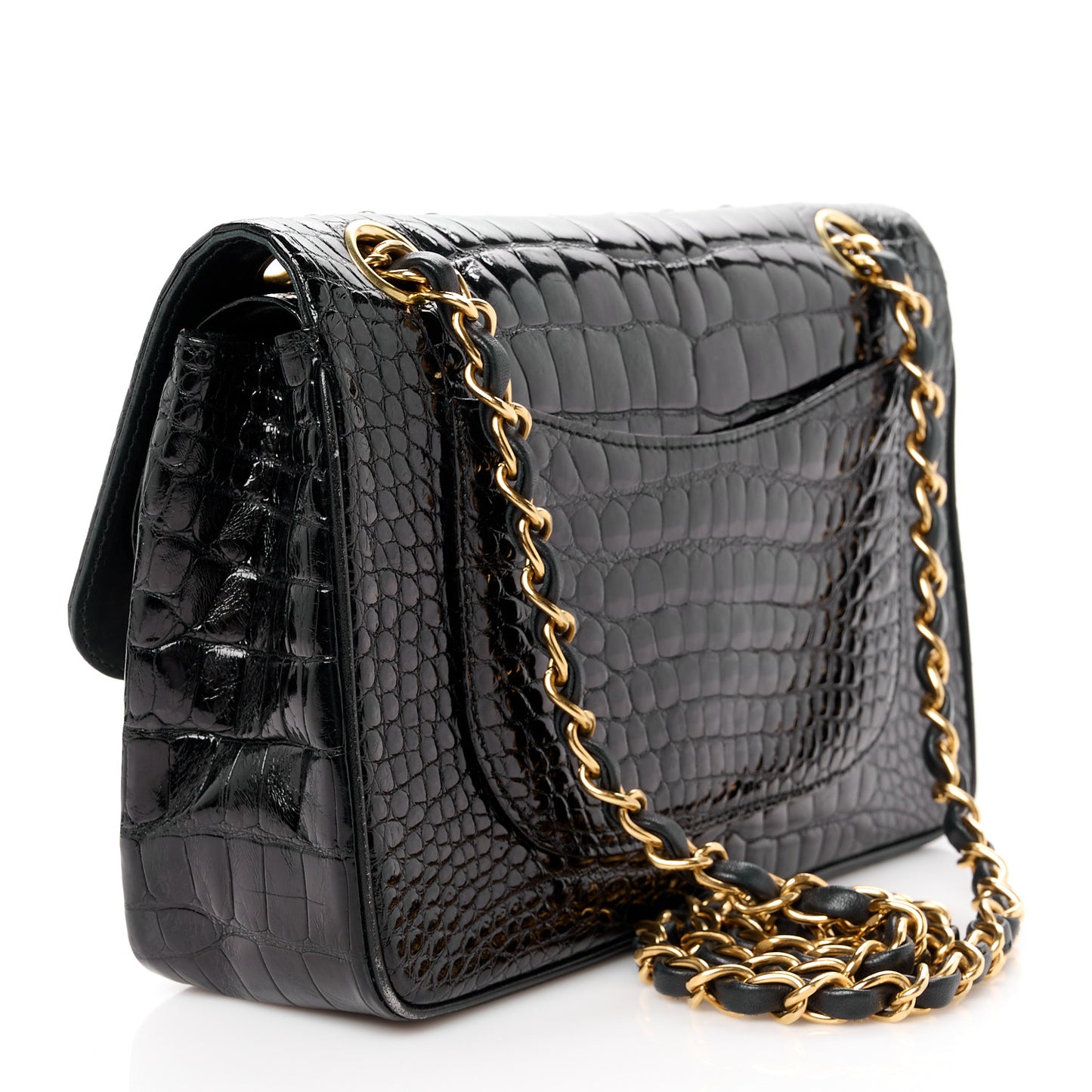 Alligator Small Double Flap Black