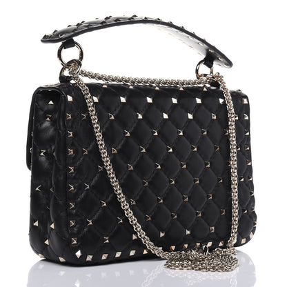 Valentino Garavani Lambskin Medium Rockstud Spike Shoulder Bag Black 4 of 13