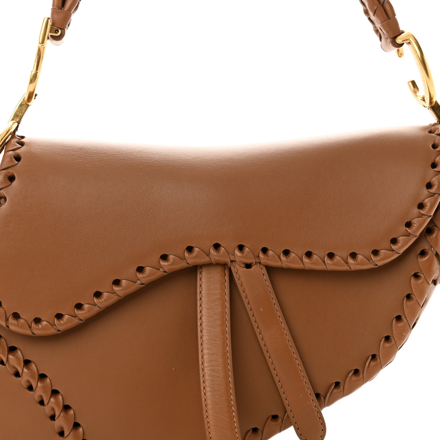 Christian Dior Calfskin Whipstitch Saddle Bag Brown 8 of 10