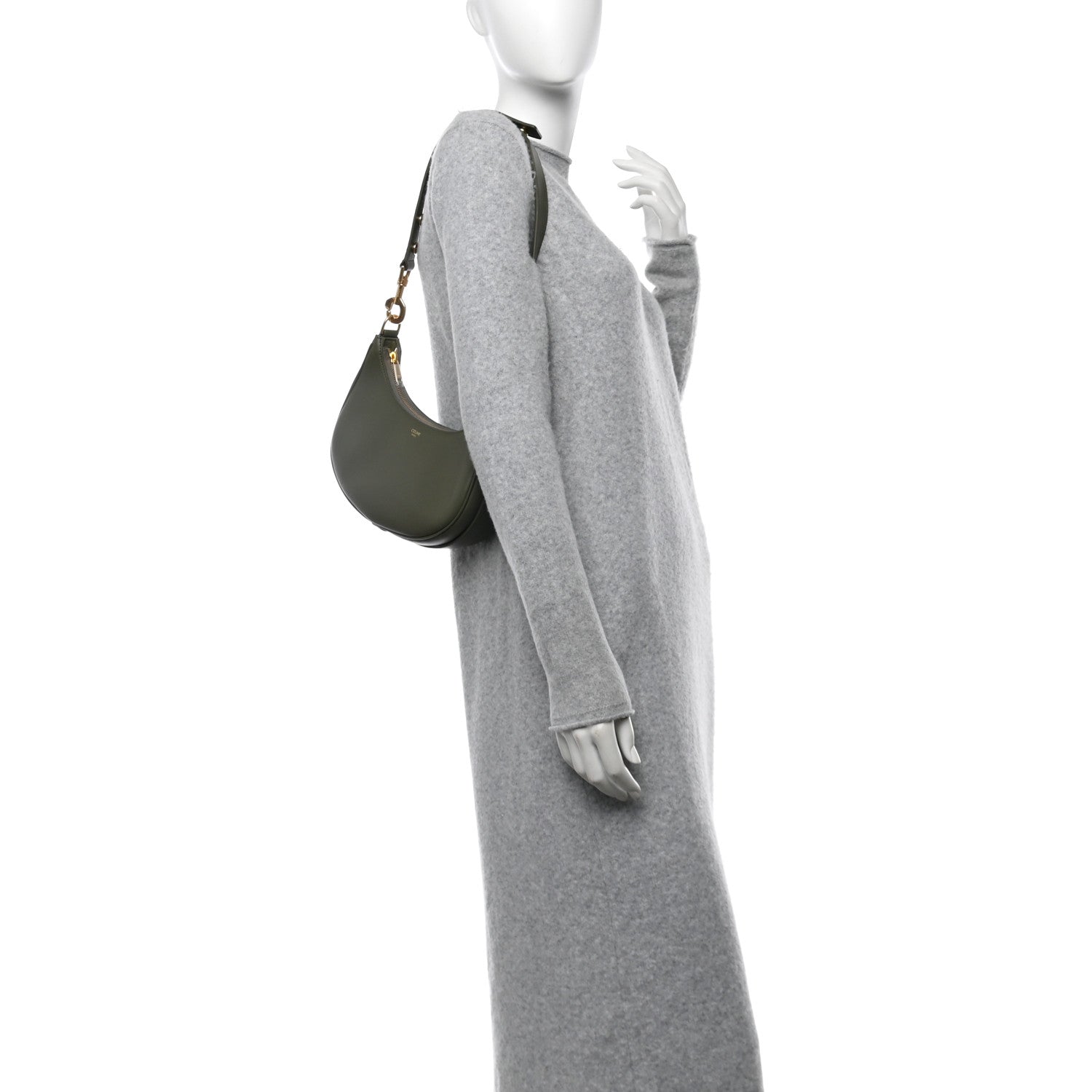 Celine Smooth Calfskin Medium Strap Ava Shoulder Bag Dark Olive 2 of 10