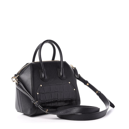 Givenchy Calfskin Crocodile Embossed Antigona Black 3 of 10